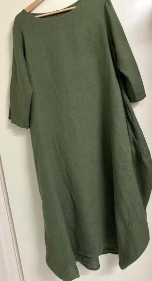 Linnen jurk groen 48/50, Kleding | Dames, Grote Maten, Ophalen of Verzenden, Nieuw, Groen, Jurk
