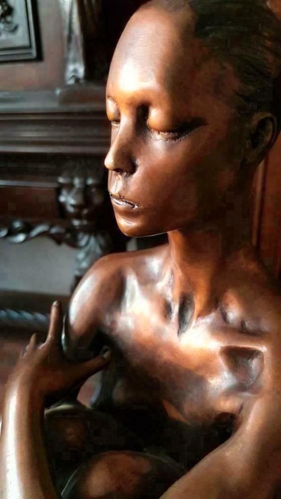Brons beeld naakt yoga vrouw- Naakte vrouw sculptuur brons, Antiek en Kunst, Antiek | Koper en Brons, Brons, Ophalen of Verzenden