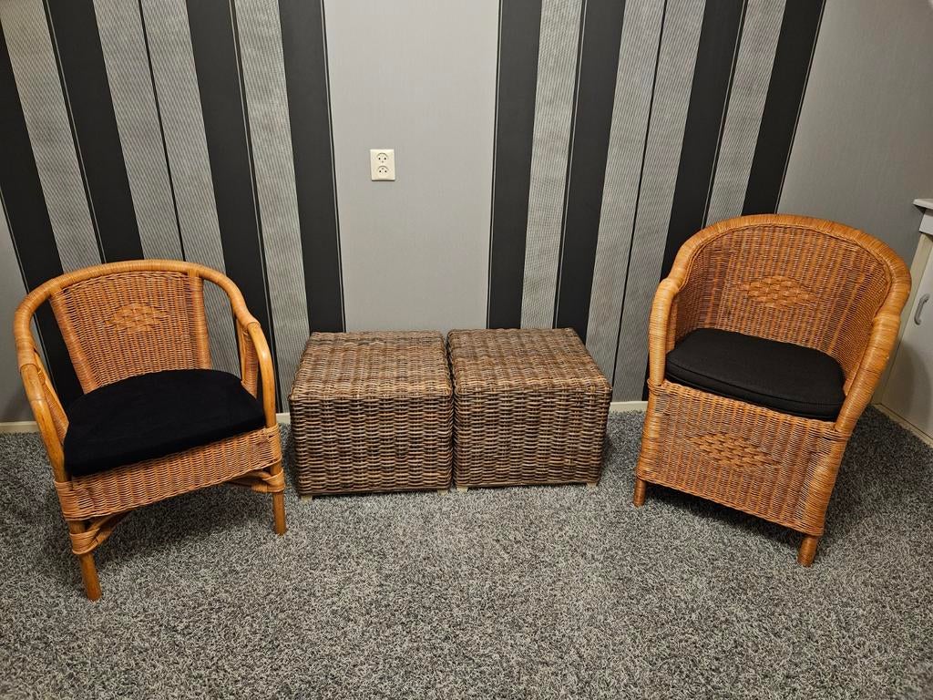 Rotan set stoelen en bijzet tafels., Ophalen, Rotan