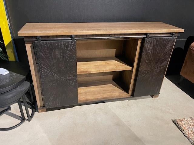 Dressoir Mango 6 lades 2 metaal deuren 160 cm breed actie, Huis en Inrichting, Kasten | Ladekasten, Overige houtsoorten, 5 laden of meer