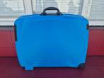 Blauwe koffer met wieltjes en uitschuifbare handgreep, Wieltjes, Gebruikt, 50 tot 60 cm, Hard kunststof