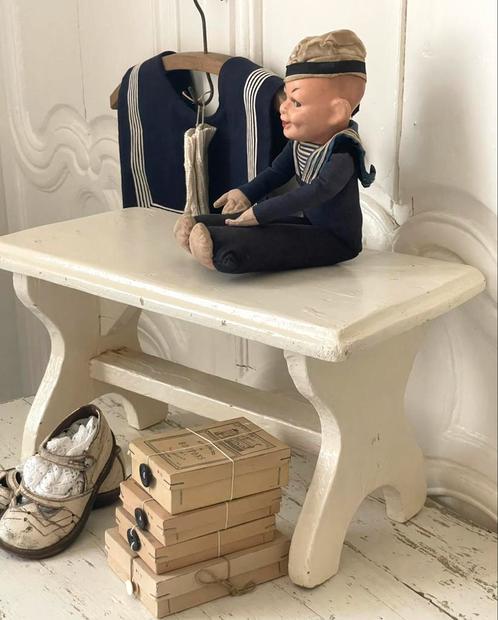 Brocante oud houten opstapje / krukje, Antiek en Kunst, Curiosa en Brocante, Ophalen of Verzenden
