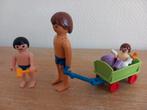 Playmobil papa met baby en peuter in bolderwagen, Ophalen of Verzenden