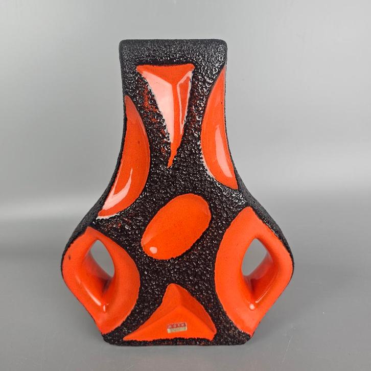 Vintage West-Duitse Fat Lava vaas. Roth Keramik 312 gitaar, Antiek en Kunst, Antiek | Vazen, Ophalen of Verzenden