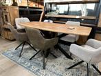Deens ovaal eetkamertafel met spinvoet zwart en naturel, Ophalen of Verzenden, Nieuw, Ovaal