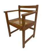 Vintage stoel webbing grenenhout jaren 70 design werkstoel, Huis en Inrichting, Stoelen, Riet of Rotan, Gebruikt, Bruin, Vintage