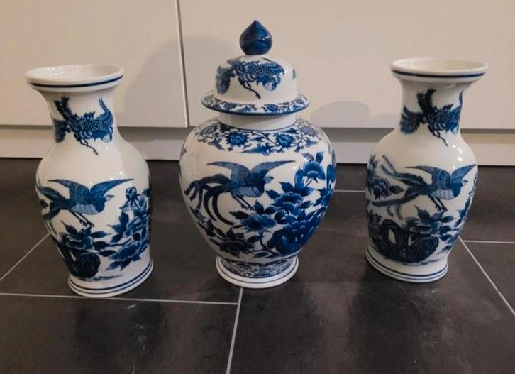 Antiek delfts blauw Kast stel - 3 Delig - Perfecte Staat, Antiek en Kunst, Antiek | Keramiek en Aardewerk, Ophalen of Verzenden