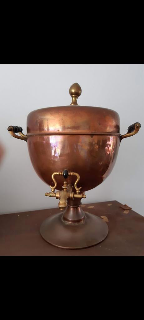 Negentiende eeuwse rood/geel koperen samovaar, Antiek en Kunst, Antiek | Koper en Brons, Ophalen