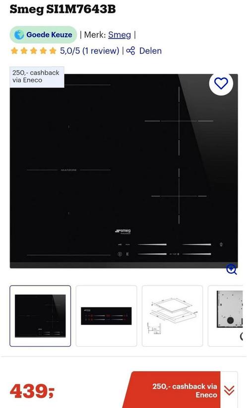 Smeg inductie NIEUW in doos 60x60 cm 4 zone touchbediening, Witgoed en Apparatuur, Kookplaten, Nieuw, Inbouw, Inductie, 5 kookzones of meer
