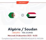 Wedstrijdticket Algerije–Soedan (CAN 2025) te koop, Tickets en Kaartjes, Kortingen en Cadeaubonnen, Eén persoon, Overige soorten