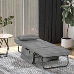 4-in-1 opklapbed fauteuil ligstoel Slaapbank grijs (nieuw), Eenpersoons, Nieuw, Ophalen of Verzenden, 200 cm