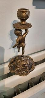 Bronzen kandelaar met engel, Antiek en Kunst, Ophalen of Verzenden, Koper of Brons