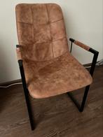 6 eetkamerstoelen cognackleur, suede/nubuck-achtige stof, Huis en Inrichting, Stoelen, Ophalen, Zo goed als nieuw, Stof