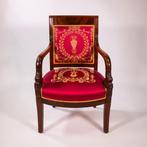 Set van 4 empire stoelen, zijde bekleding, Antiek en Kunst, Antiek | Meubels | Stoelen en Banken, Ophalen of Verzenden