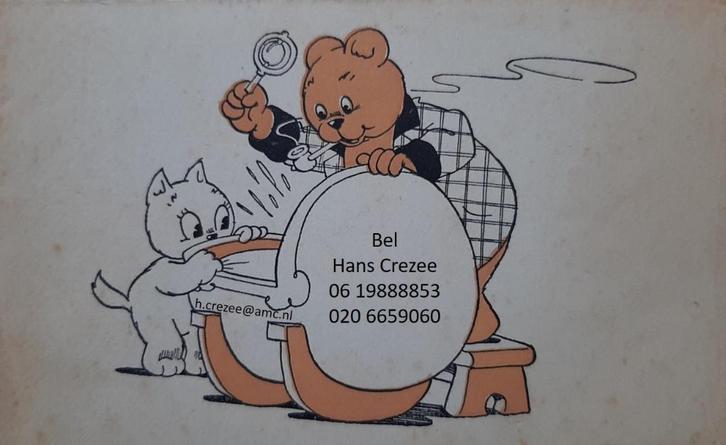 zoek oud geboortekaartje Onno Toonder 1944 bommel tom poes, Verzamelen, Geboortekaartjes en Visitekaartjes, Geboortekaartje, Voor 1970