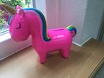 Eenhoorn unicorn spaarpot neon roze beeldje, Ophalen of Verzenden, Gebruikt, Steen, Aardewerk of Keramiek, Dier