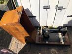 Vintage naaimachine in houten bak antiek, Ophalen of Verzenden