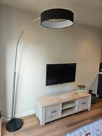 Elegante Booglamp met Zwarte Kap, Ophalen, Zo goed als nieuw, Metaal, Modern