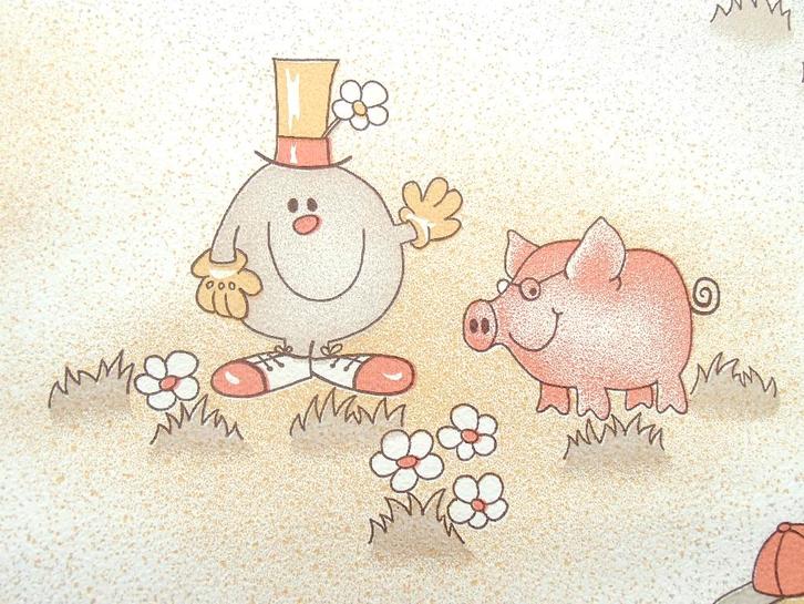 vintage kinderbehang "meneertje en mevrouwtje", Verzamelen, Poppetjes en Figuurtjes, Nieuw, Ophalen of Verzenden