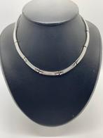 Z602 Prachtige zilveren ketting met parelmoer, Sieraden, Tassen en Uiterlijk, Antieke sieraden, Ophalen of Verzenden, Zilver, Ketting