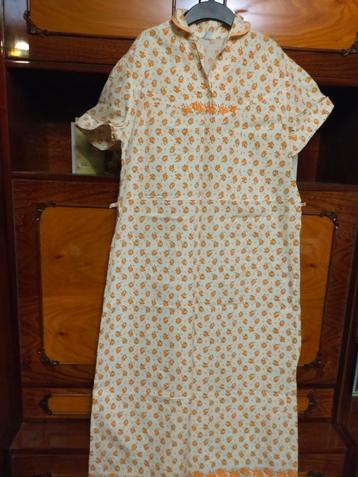 RETRO NACHTJAPON JURK PYJAMA VINTAGE ORANJE KATOEN 70 80 beschikbaar voor biedingen