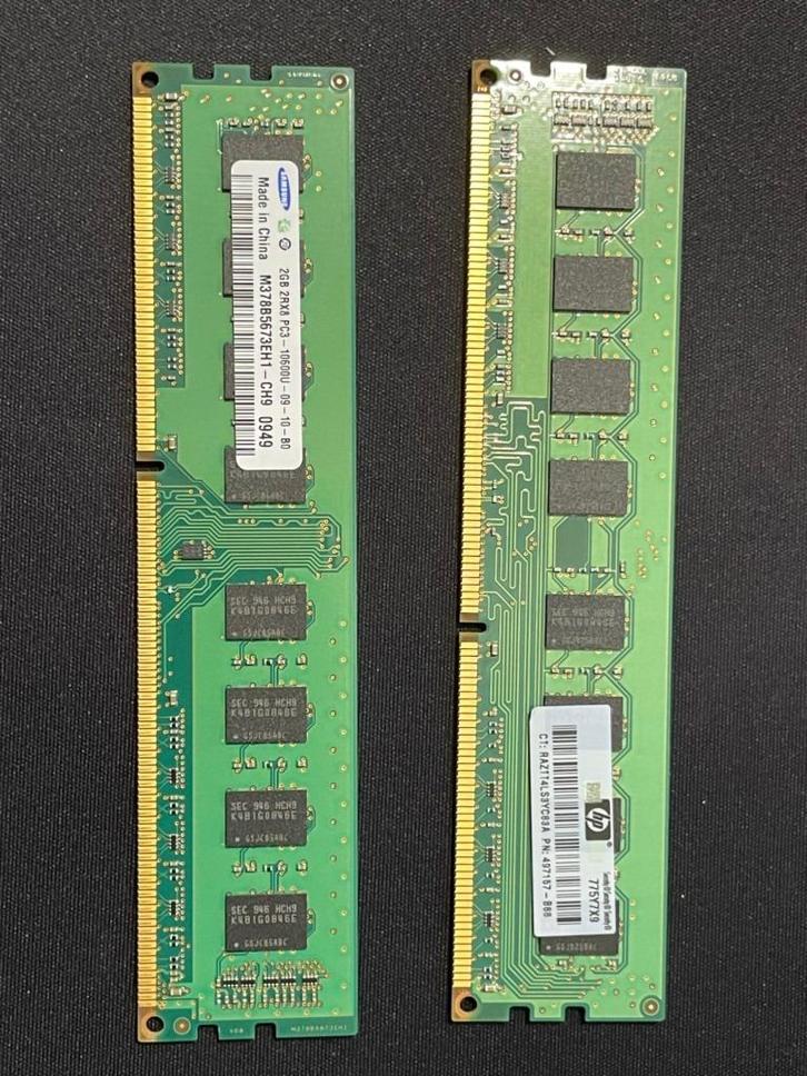 Nr.13: Ram Geheugen Geheugenbank/stick DDR3 SDRAM (2x2 GB, Computers en Software, RAM geheugen, Zo goed als nieuw, Desktop, 2 GB