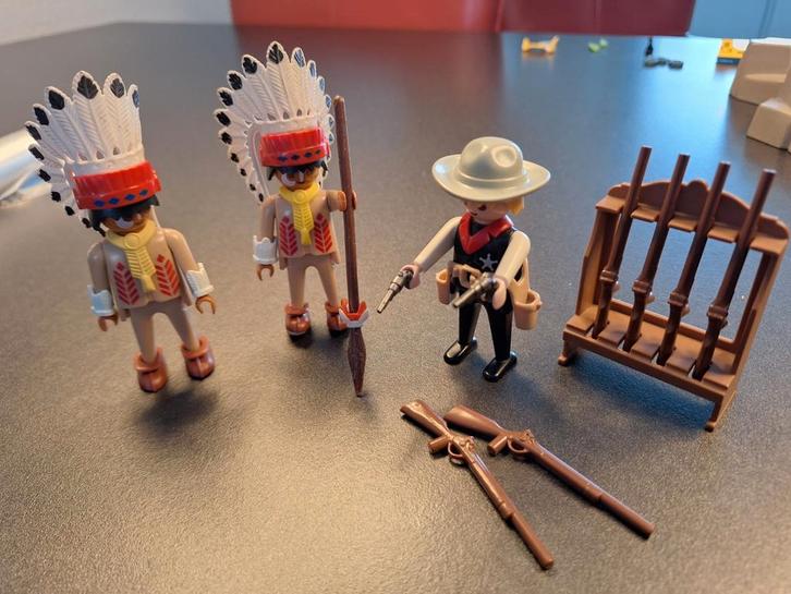 Playmobil Wilde Westen: 2 Indianen, Cowboy & Geweren, Kinderen en Baby's, Speelgoed | Playmobil, Gebruikt, Los playmobil, Ophalen of Verzenden
