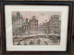 Anton Pieck prent Brouwersgracht Amsterdam ingelijst, Antiek en Kunst, Ophalen of Verzenden