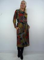 *Abfab Vintage Jurk met Herfstkleuren M*, Kleding | Dames, Ophalen of Verzenden, Zo goed als nieuw, Maat 38/40 (M), Onder de knie