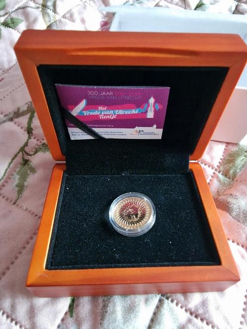 Gouden tientje Beatrix Het vrede van Utrecht tientje Proof., Postzegels en Munten, Munten | Nederland, Euro's, Koningin Beatrix