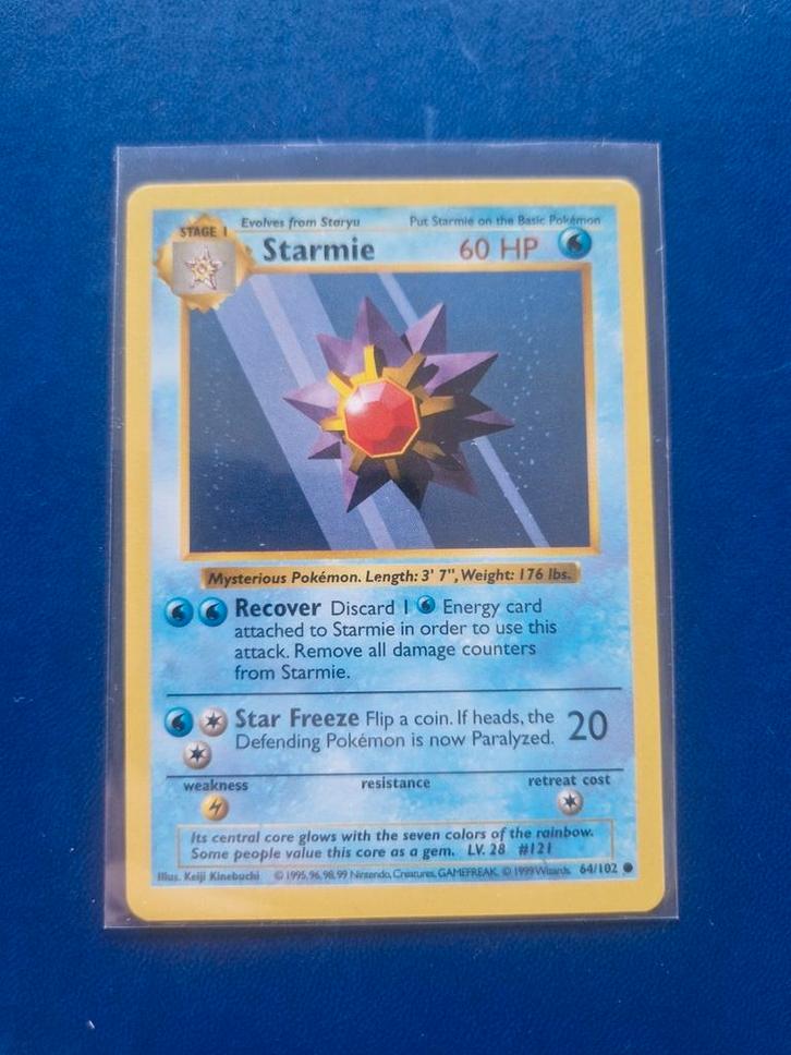 Pokemom Starmie shadowless base set kaart, Hobby en Vrije tijd, Verzamelkaartspellen | Pokémon, Zo goed als nieuw, Losse kaart