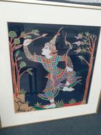 Boeddhistisch mythologisch figuur geverfd op stof, Ophalen of Verzenden