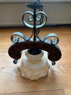 Hanglamp binnen klassiek glazen kap metaal hout, Ophalen, Gebruikt, Klassiek, Metaal