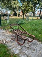 Metalen Slee met houten laten uit de jaren 70, Ophalen, Rugleuning, Gebruikt, Hout