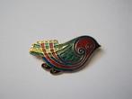 Broche vogel goudkleurig emaille cloisonné 5.2x2.5 cm, Verzenden, Zo goed als nieuw, Overige kleuren, Overige materialen