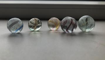5 Antieke Duitse swirl knikkers - 1880-1900 - (  Set 2 ) beschikbaar voor biedingen