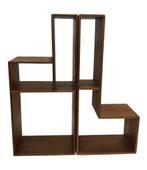 Vintage wandkast boekenkast 2 delig uniek eikenhout jaren 50, Vintage, 25 tot 50 cm, Vintage, Ophalen