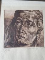 ets Jos Verdegem Gent 1956 94 / 200 get. Vrouwkop, Antiek en Kunst, Kunst | Etsen en Gravures, Ophalen