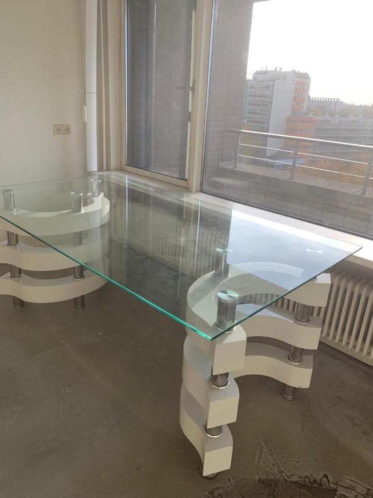 Luxe Glazen Eettafel, Huis en Inrichting, Tafels | Eettafels, Zo goed als nieuw, 50 tot 100 cm, Rechthoekig, Ophalen