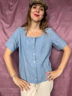 Vintage blouse / shirt- lichtblauw - blauw - 38/40 M/L, Maat 38/40 (M), Blauw, Ophalen of Verzenden, Vintage