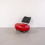 1x Leolux Pallone Fauteuil Rood/Zwart Leer - Bloemmotief, Huis en Inrichting, Fauteuils, Niet ingevuld, Niet ingevuld, 75 tot 100 cm