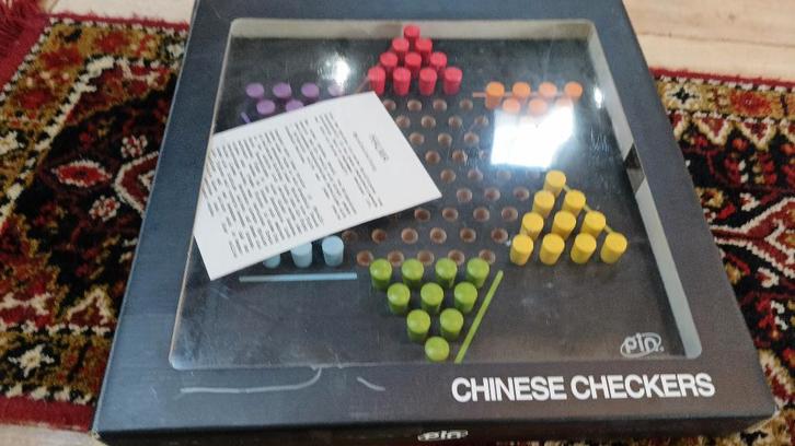 Chinese Checkers / Halma spel (PIN) 34x34cm, Hobby en Vrije tijd, Gezelschapsspellen | Bordspellen, Zo goed als nieuw, Drie of vier spelers
