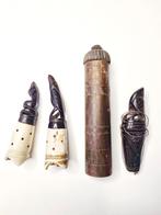 betelnoot kokers -tabak - collectie 4 stuks Indonesië, Ophalen of Verzenden