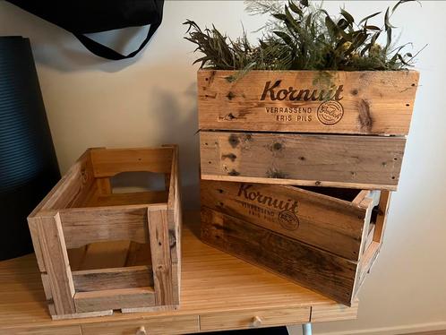 3 Kornuit houten kratjes / kratten, Verzamelen, Biermerken, Overige typen, Overige merken, Ophalen