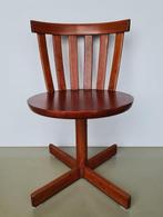 vintage design draaistoel burostoel Jan Hallberg Edsbyverken, Ophalen, Bruin, Eén, Hout