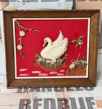 Mooi 3D vintage Zwaan kunstwerk art kunst in houten lijst, Ophalen of Verzenden, Zo goed als nieuw, H, H