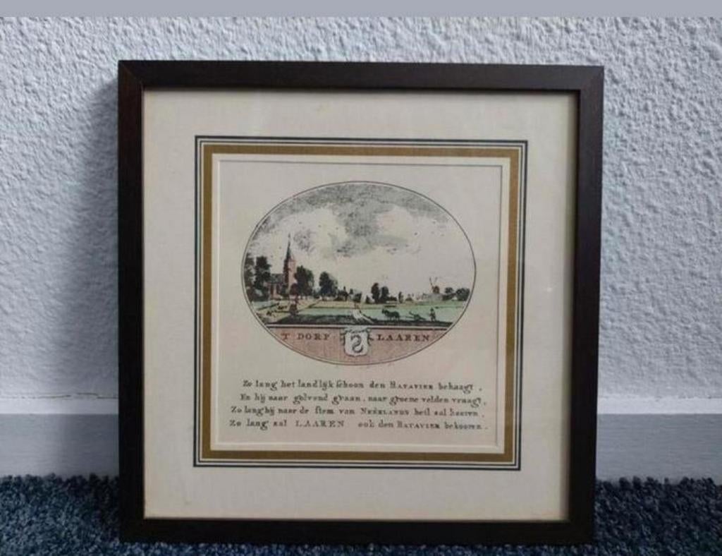 Schilderij "'T dorp Laren" - in zeer nette staat!, Ophalen of Verzenden