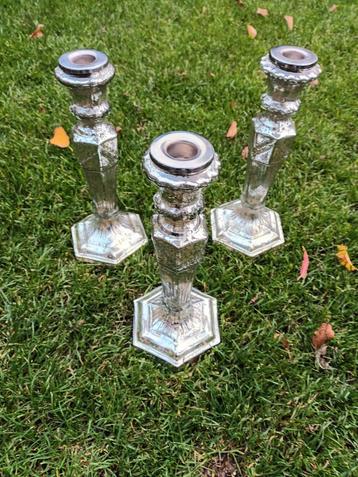 Glazen Kandelaars - Set van 3 beschikbaar voor biedingen