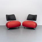 2x Leolux Pallone Pa fauteuil 'Big Mama' oranje/rood