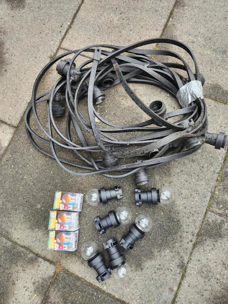 15 Meter Prikkabel, Tuin en Terras, Buitenverlichting, Gebruikt, Overige typen, Kunststof, Minder dan 50 watt, Netvoeding, Waterbestendig
